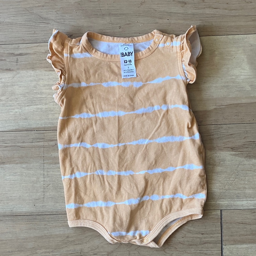 Cotton On Orange and White Striped Kids One Piece